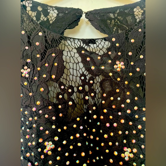 Jovani Rhinestone Gown, open low back, worn once, medium flowing train, like new - Picture 14 of 15